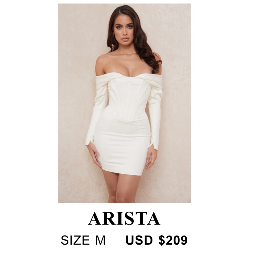 ARISTA IVORY SATIN CORSET MINI DRESS